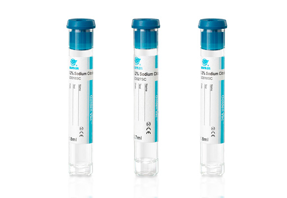 Пробірка AMED з блакитною кришкою, коагуляція, цитрат натрію 3,2%, (пласке дно) 10,25*64 мм, 1,8 мл, скляна (уп.100 шт) GD018SCF